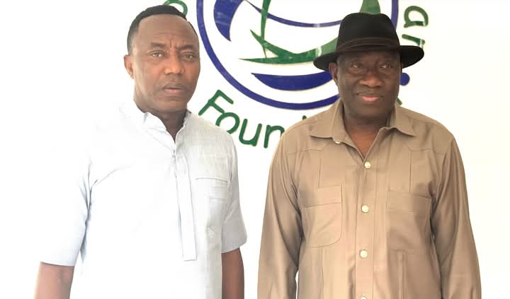 BREAKING: Sowore Meets Jonathan For Support Over Nnamdi Kanu, Ex-President Promises To Engage Tinubu On IPOB Leader’s Case
