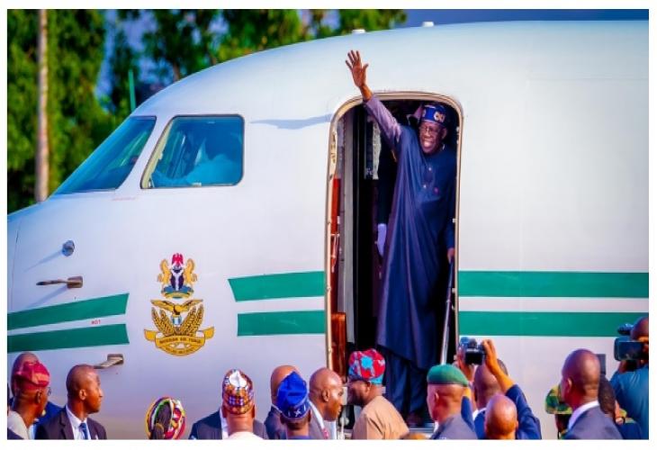 FILE PHOTO: President Bola Tinubu on arrival at an airport
